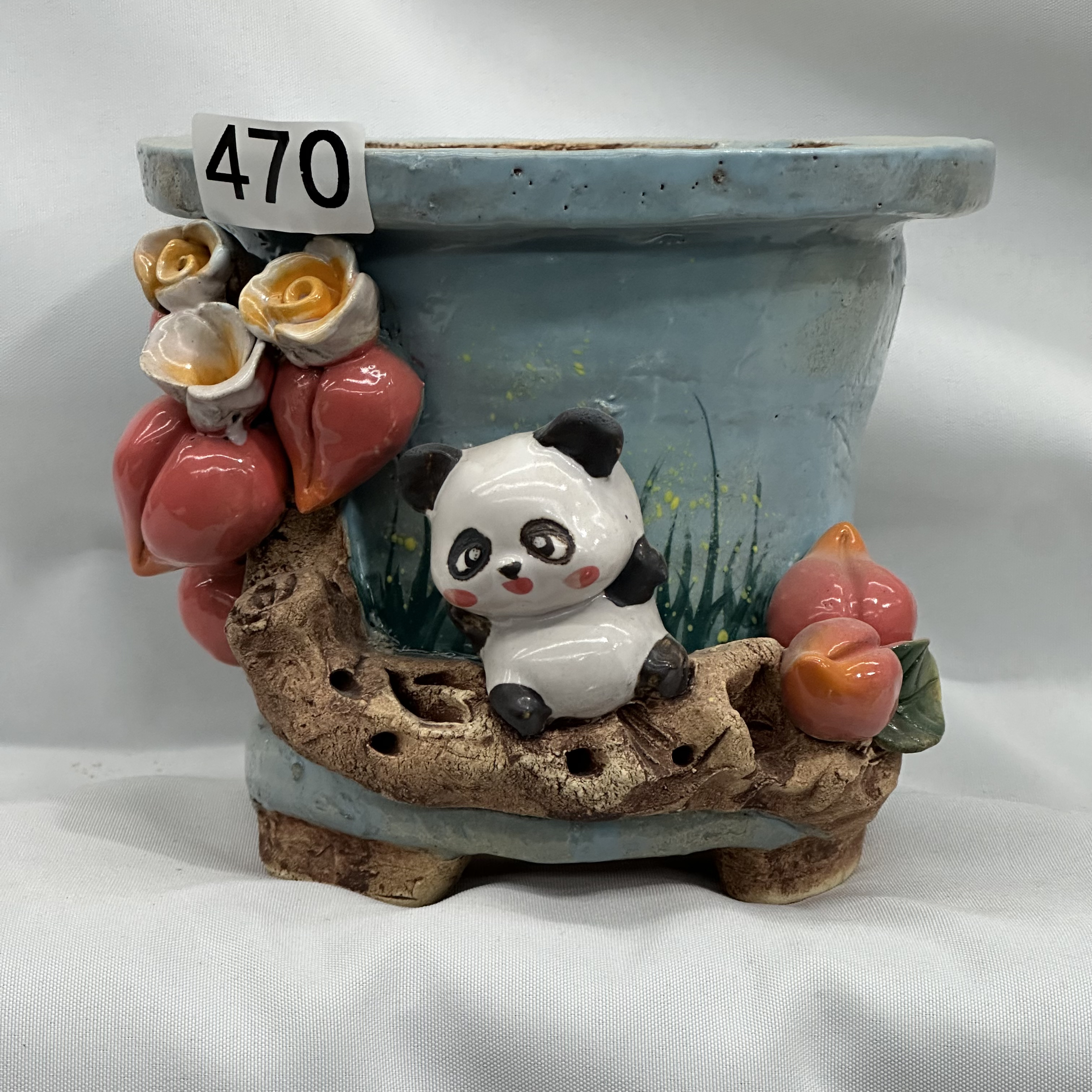 白狐花盆，内口径12.5高14左右，麦饭石材质，透气好，手工花盆