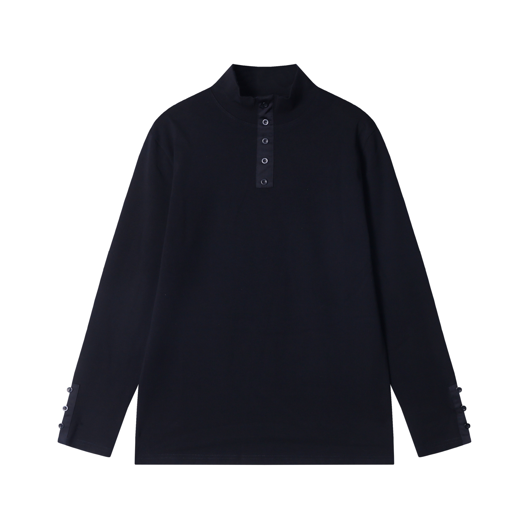 T1941秋冬季新款时尚个性日系纯色纽扣立领卫衣休闲百搭潮流上衣