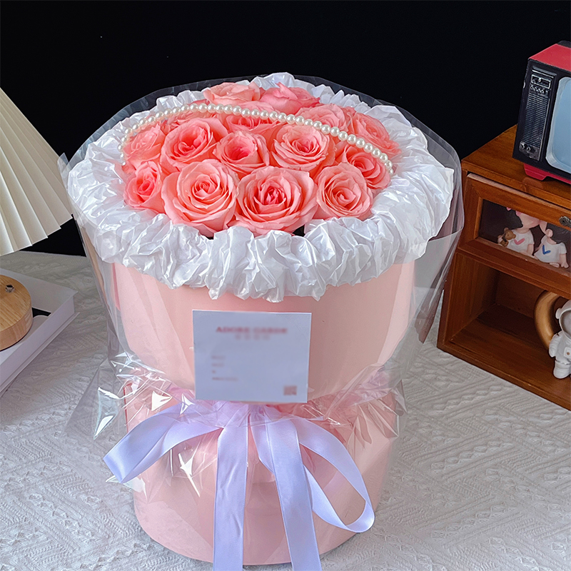 【甜如初恋】11朵粉玫瑰鲜花花束·闺蜜生日送女友·全国同城花店速递