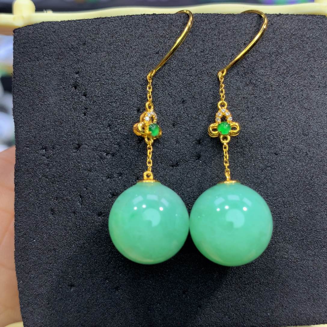 翡翠手链18K金镶嵌翡翠 12.3