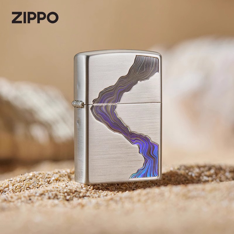 Zippo打火机 川流不息镀银拉丝官方正品防风TCJ1