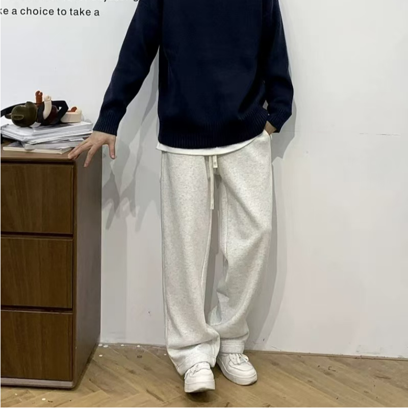 DYK001 铜扣织带脚口开叉高品质包边加绒加厚直筒抽绳卫裤休闲裤