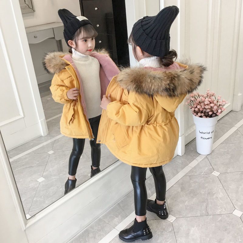 新款女童棉衣秋冬装宝宝加绒加厚棉服儿童派克服洋气外套棉袄