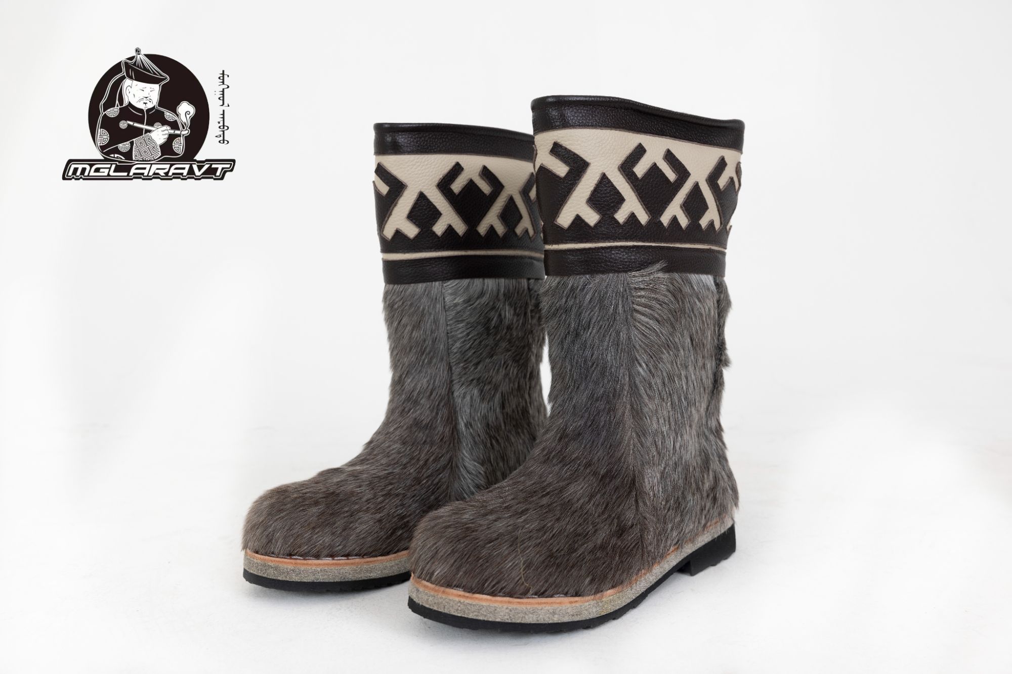 阿尔巴特民族风冬季男款高筒蒙古时尚防滑保暖马毛靴【N30-08】
