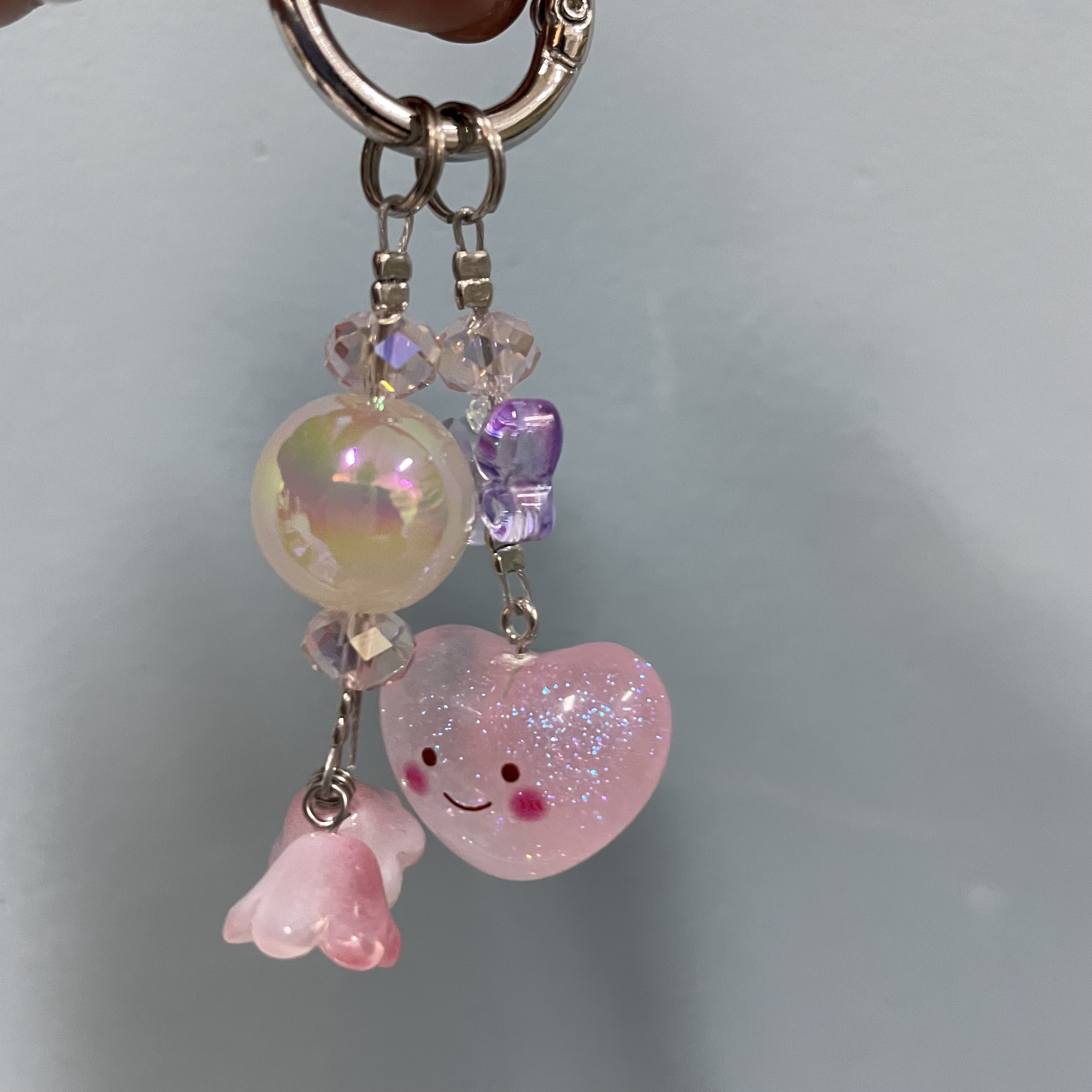 夜光粉色爱心手机坠D341