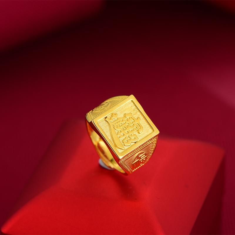 合金戒指 男士经典霸气时尚招财进宝活口戒指