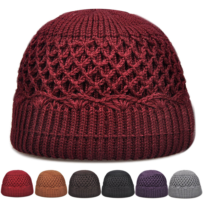 新款中老年人帽子女秋冬季妈妈帽奶奶老太太帽老人手工编织毛线帽