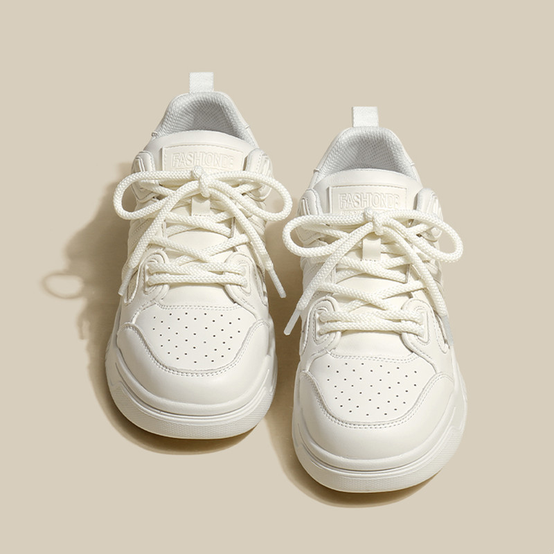 若纪厚底板鞋2023年春季新学院风厚底百搭圆头休闲透气小白鞋女鞋