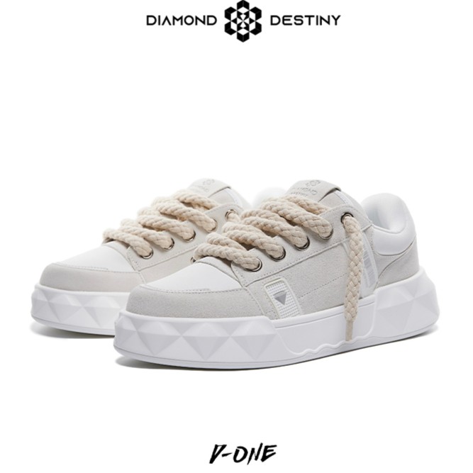 DIAMOND DESTINY三里鹏钻石面包鞋 白色保暖运动鞋纯牛皮增高板鞋