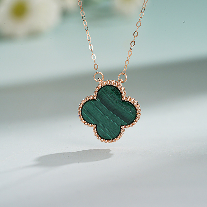 （升级版）18k金15mm孔雀石套链花草系列气质时尚百搭经典绿色轻奢