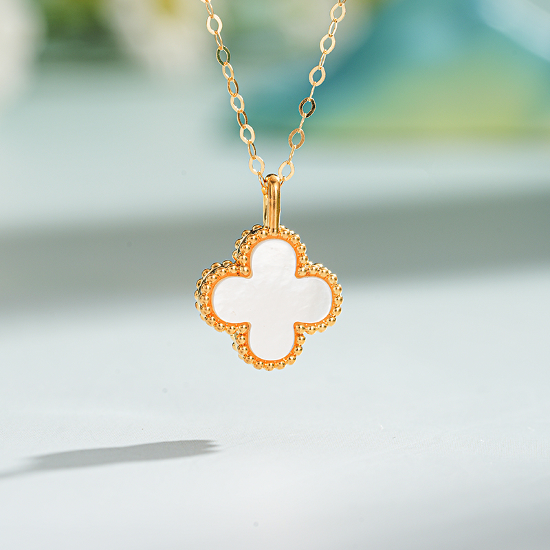 18k金白贝母10mm套链迷你优雅精美小清新链坠