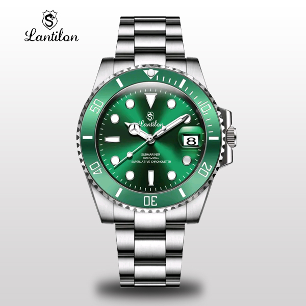 LANTILON/朗帝龙【绿鬼王】男士防水轻奢夜光男款高档腕表名表