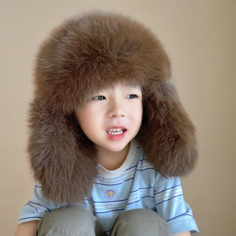 小孩版（ 雷锋帽）欧貂绒时尚洋气保暖抗风抗寒冬季加厚毛毛帽子