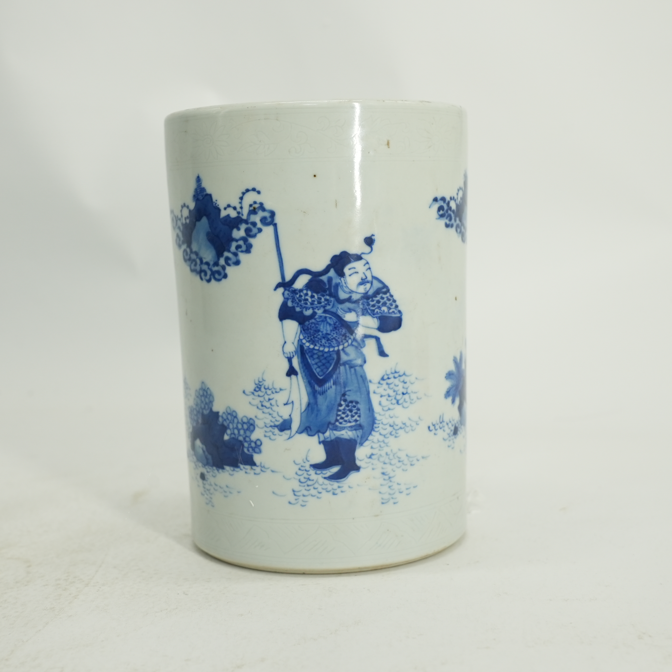 (AC7)Q815682清早期青花刘关张三结义笔筒