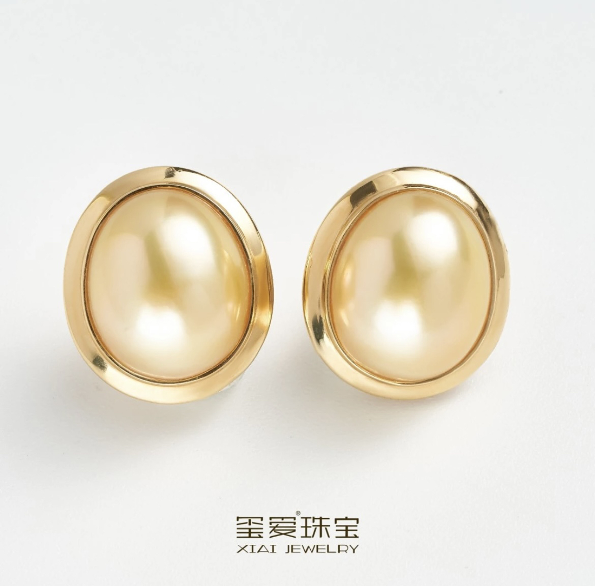 【玺爱门门】MM-35004天然海水金马贝 “罗马假日” 时尚 耳钉 18k金