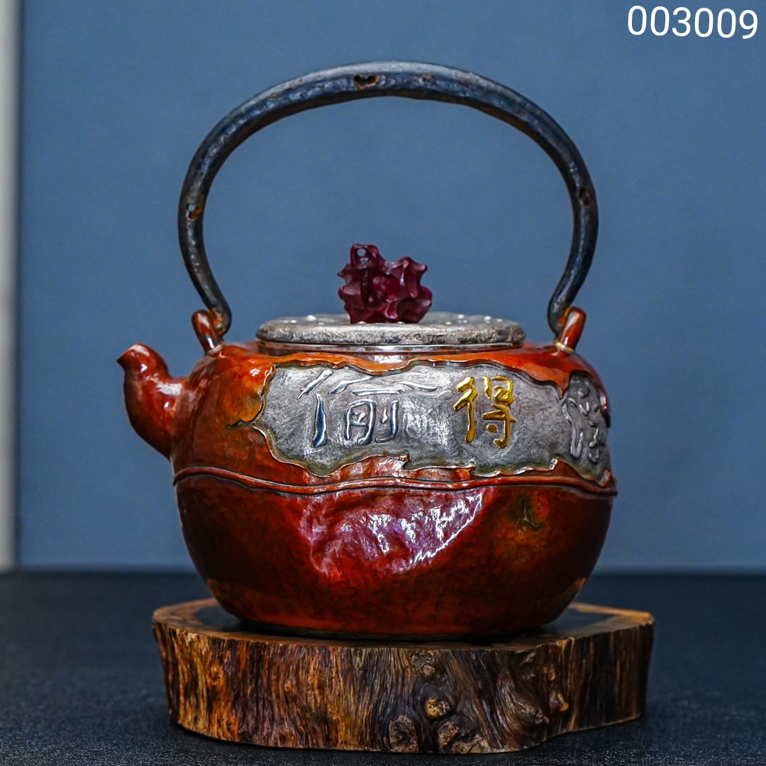 【森田手作】足银999偷得浮生半日闲铜包银一张打烧水壶老味银壶