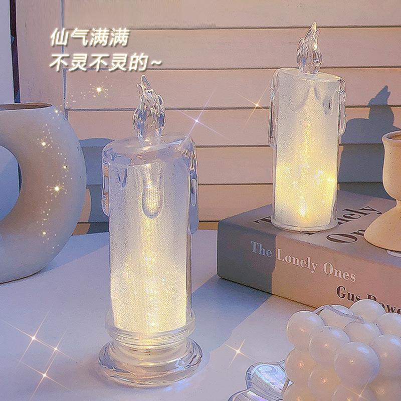 创意仿真蜡烛灯ins风浪漫装饰小夜灯学生宿舍用发光桌面摆件A6