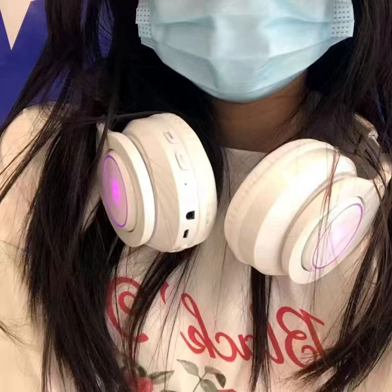 ins网红耳机头戴式发光蓝牙无线主动降噪手机电脑平板用耳麦