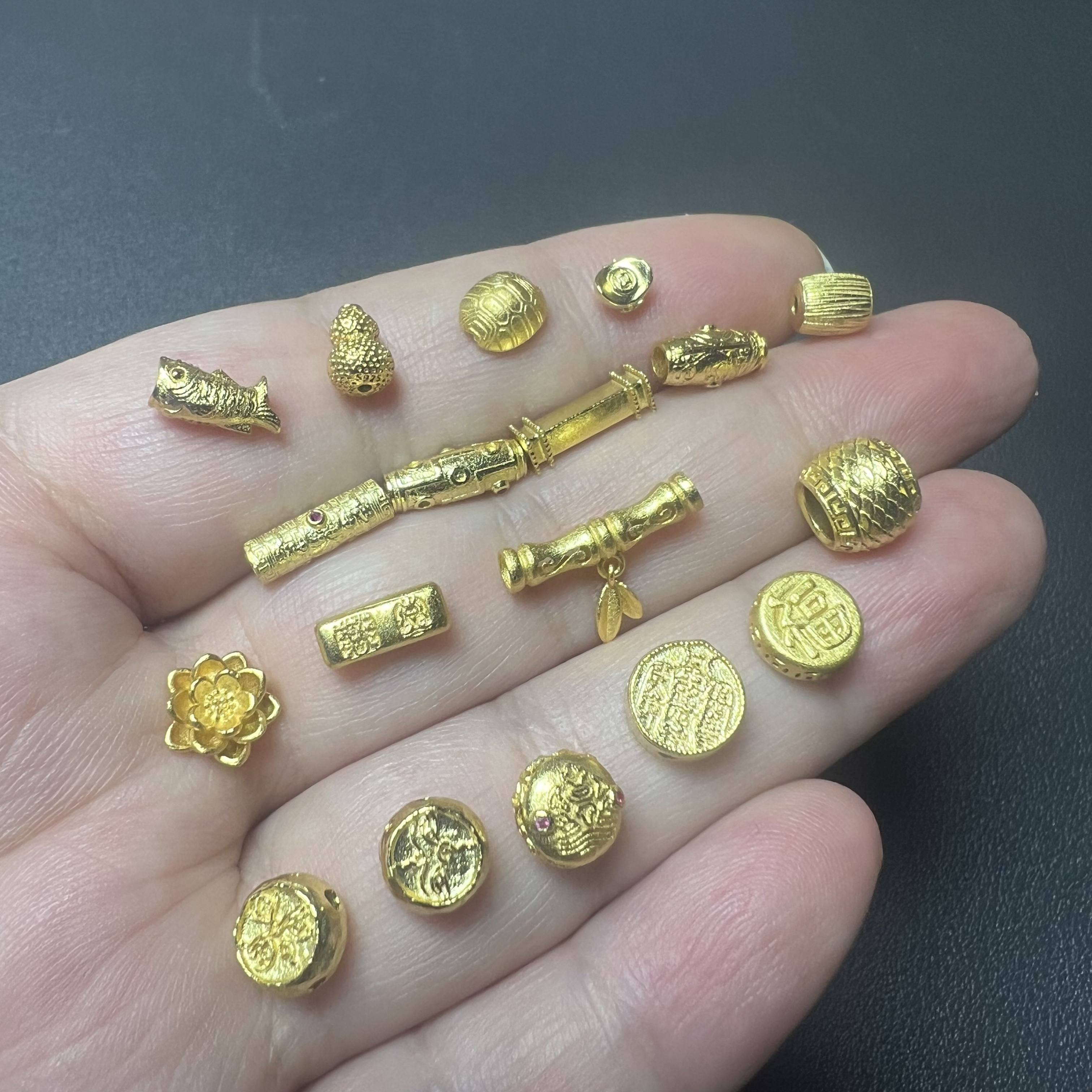 925银银制品 银镀金小配件，diy配件手工桶珠