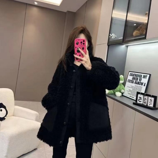 MX-13017美拉德穿搭羊羔毛外套女冬装新款高级感小香风气质毛大衣