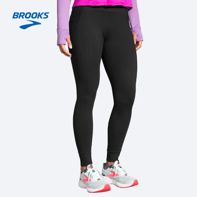 BROOKS布鲁克斯跑步裤女子运动裤长裤紧身环保收纳裤子
