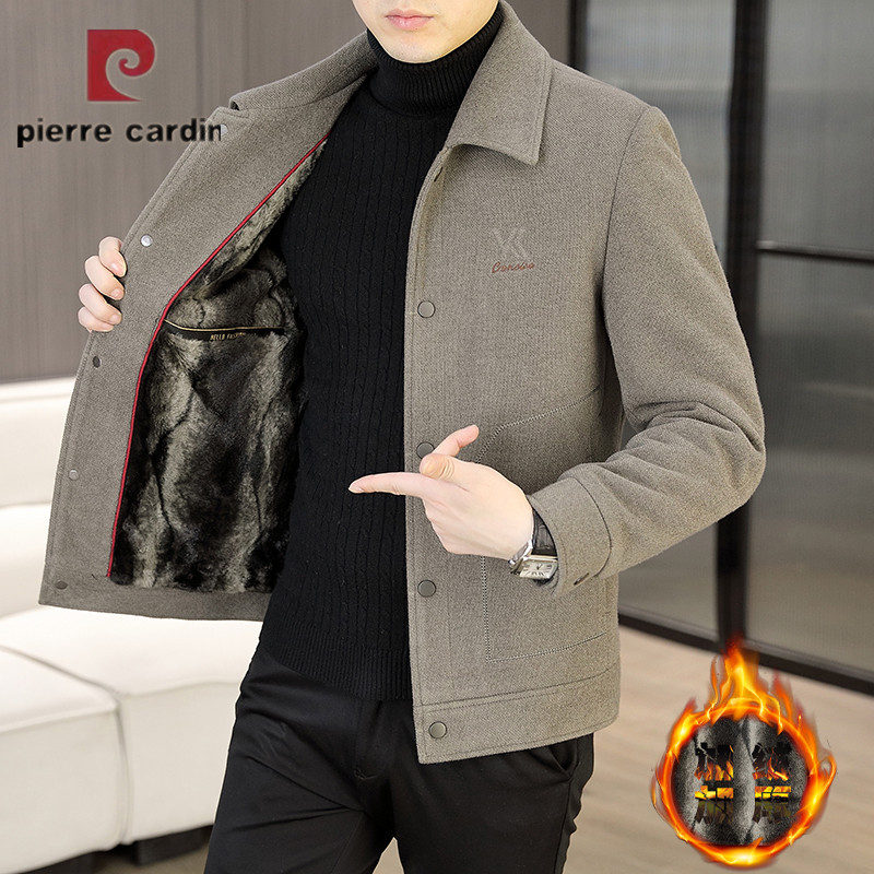皮尔卡丹2024男士冬季加绒高端帅气经典百搭不挑人夹克保暖外套潮