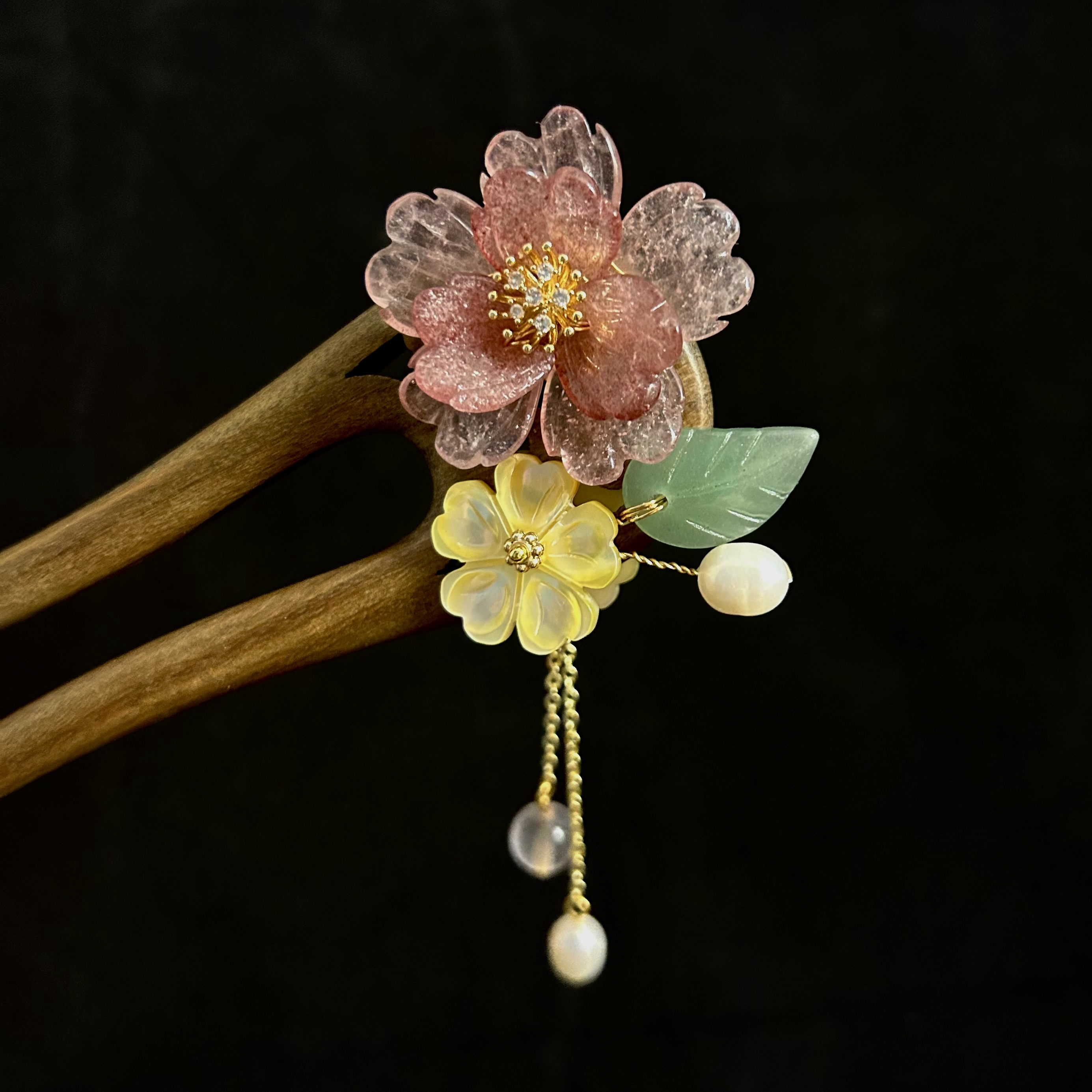 【云裳】手工发簪绿檀双拆双面发簪古典古风民族风国风