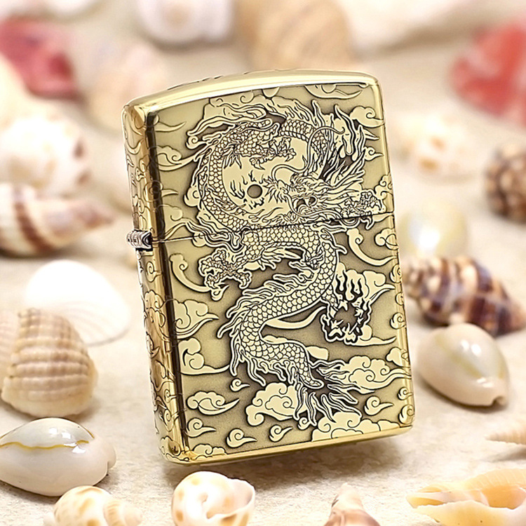 ZIPPO/之宝打火机原装纯铜盔甲精雕飞龙在天龙年男士个性DYH1X1