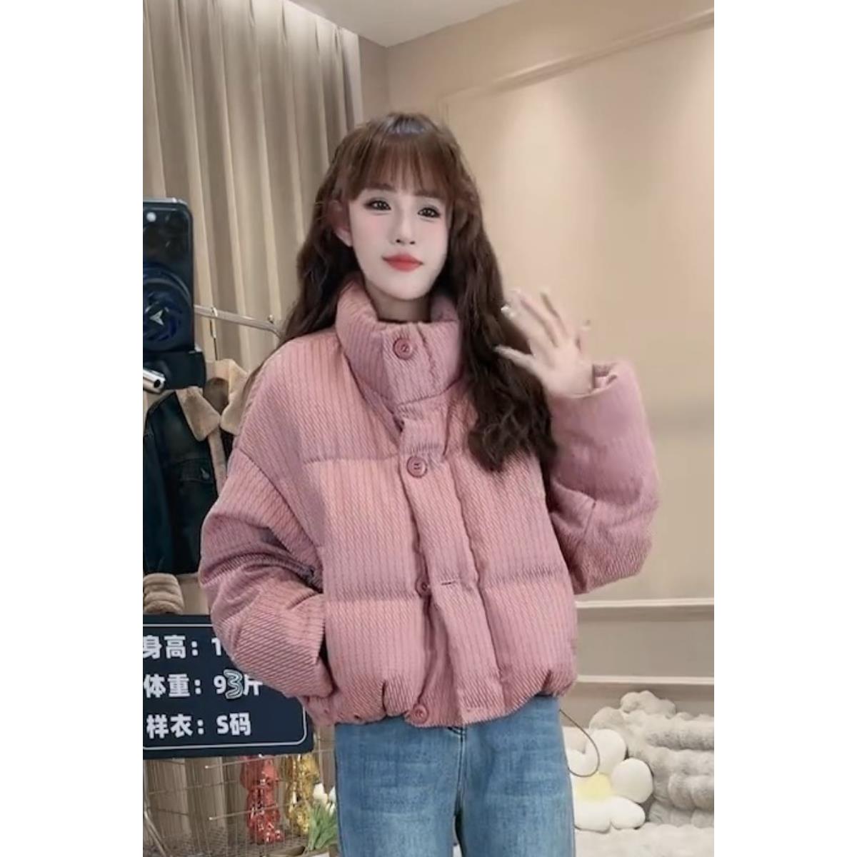 短版衣女冬季2023年新款小个子时尚洋派保暖白面包服外套