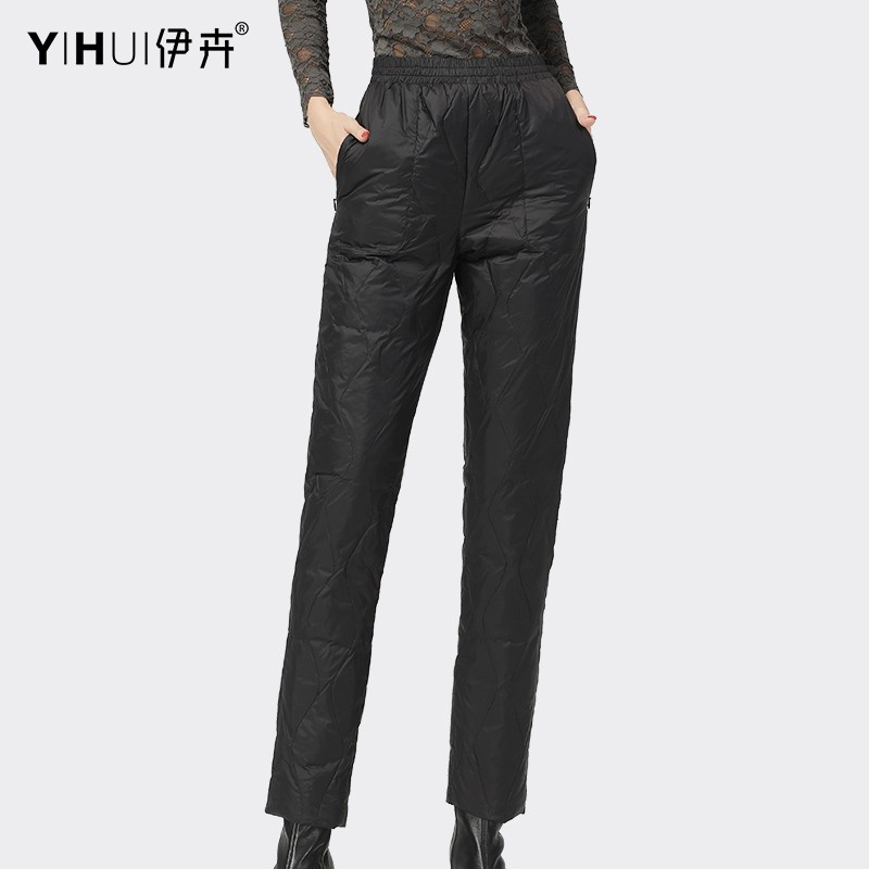 YIHUI伊卉冬季新款羽绒裤女时尚白鸭绒加厚保暖高腰休闲裤KH16911