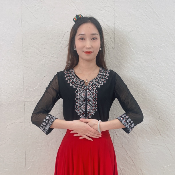 绣花中袖上衣。 百搭，显瘦时尚民族风
