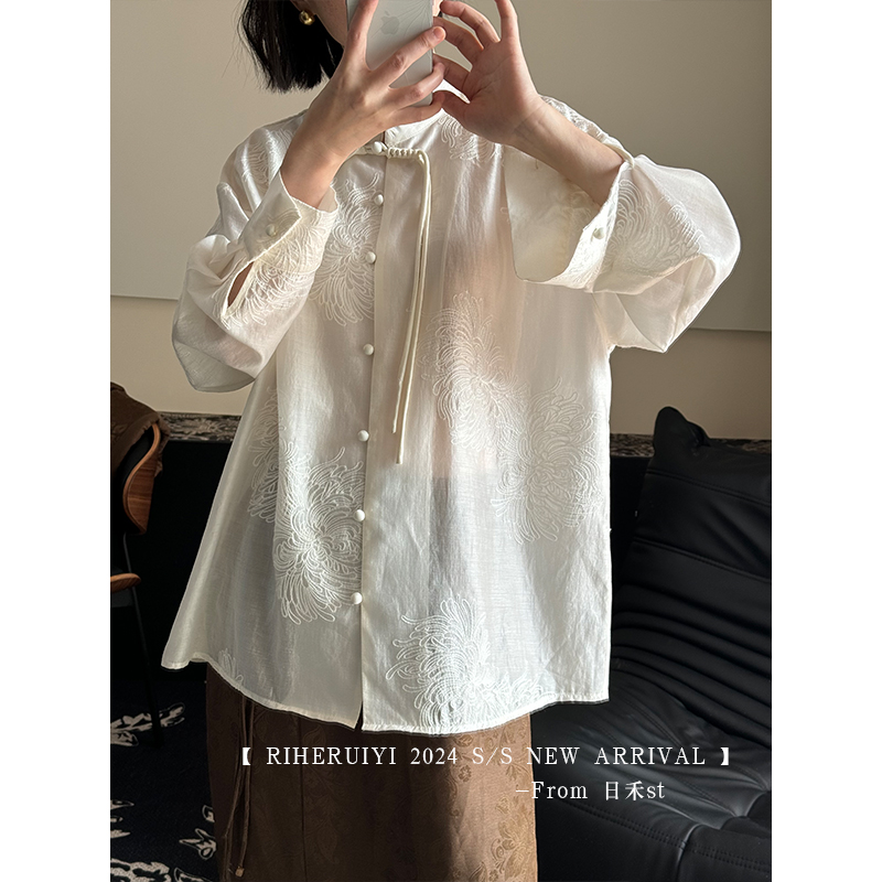 【清】天丝  新中式衬衫 微透小衫 4A123