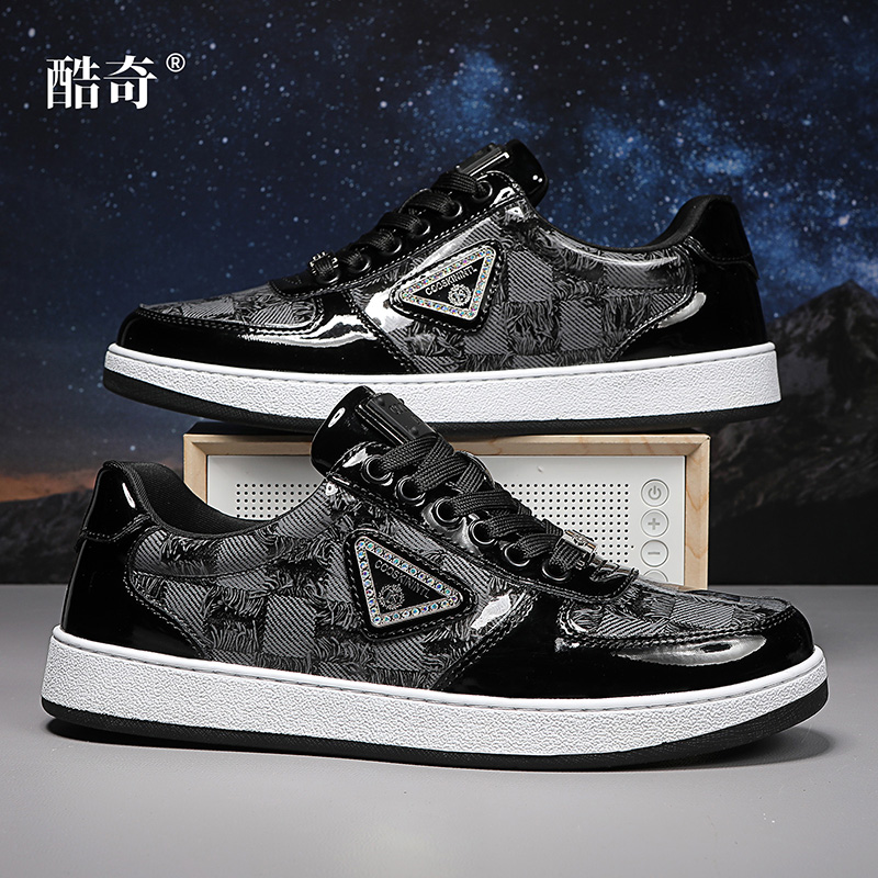 酷奇男鞋单鞋2023新款冬季男士时尚百搭透气潮流高档低帮黑骑士鞋