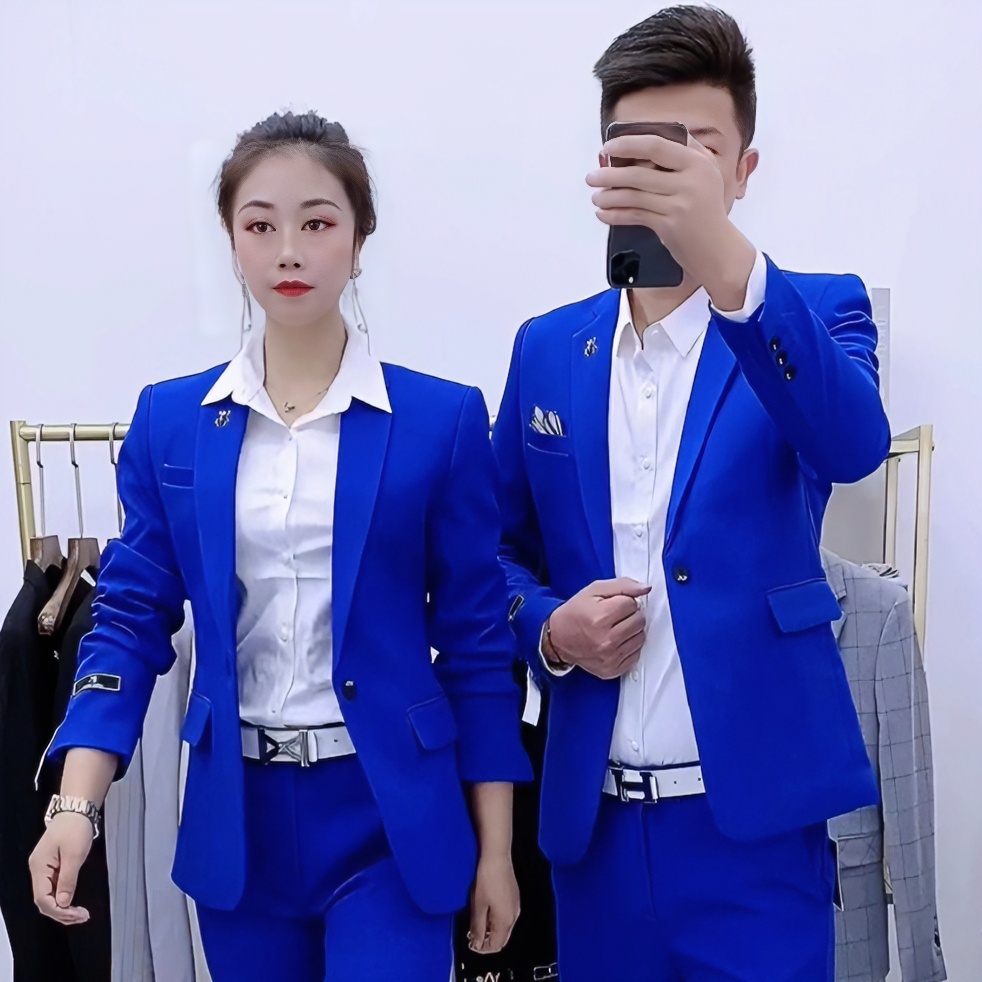 春秋季新款纯色显瘦帅气西服套装男女青年修身情侣商务百搭西服男