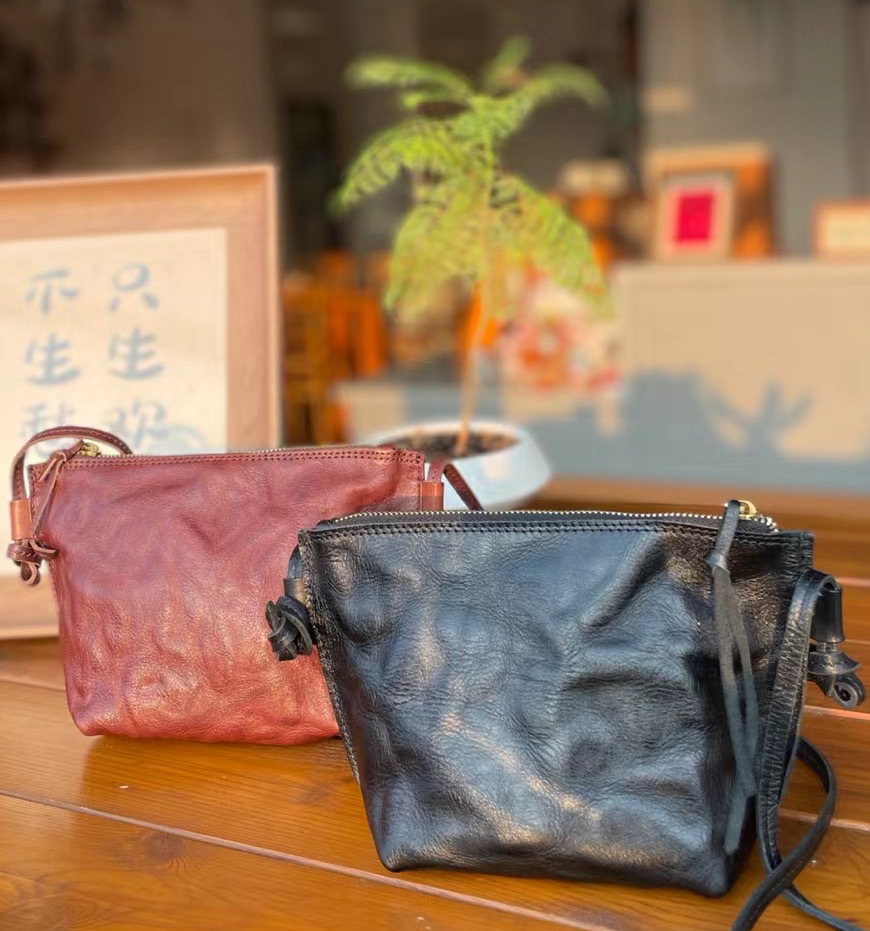 也牛.头层植鞣牛皮极简休闲复古百搭单肩斜挎包（遛弯包）