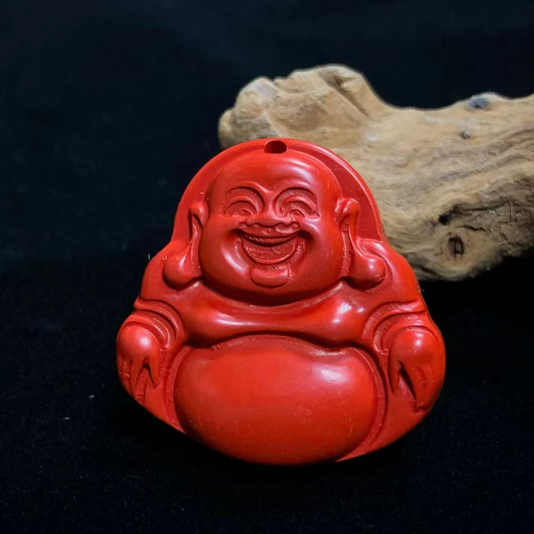 江德洋珠宝 含辰砂工艺品S6122朱砂佛公吊坠-配绳-送礼佳品
