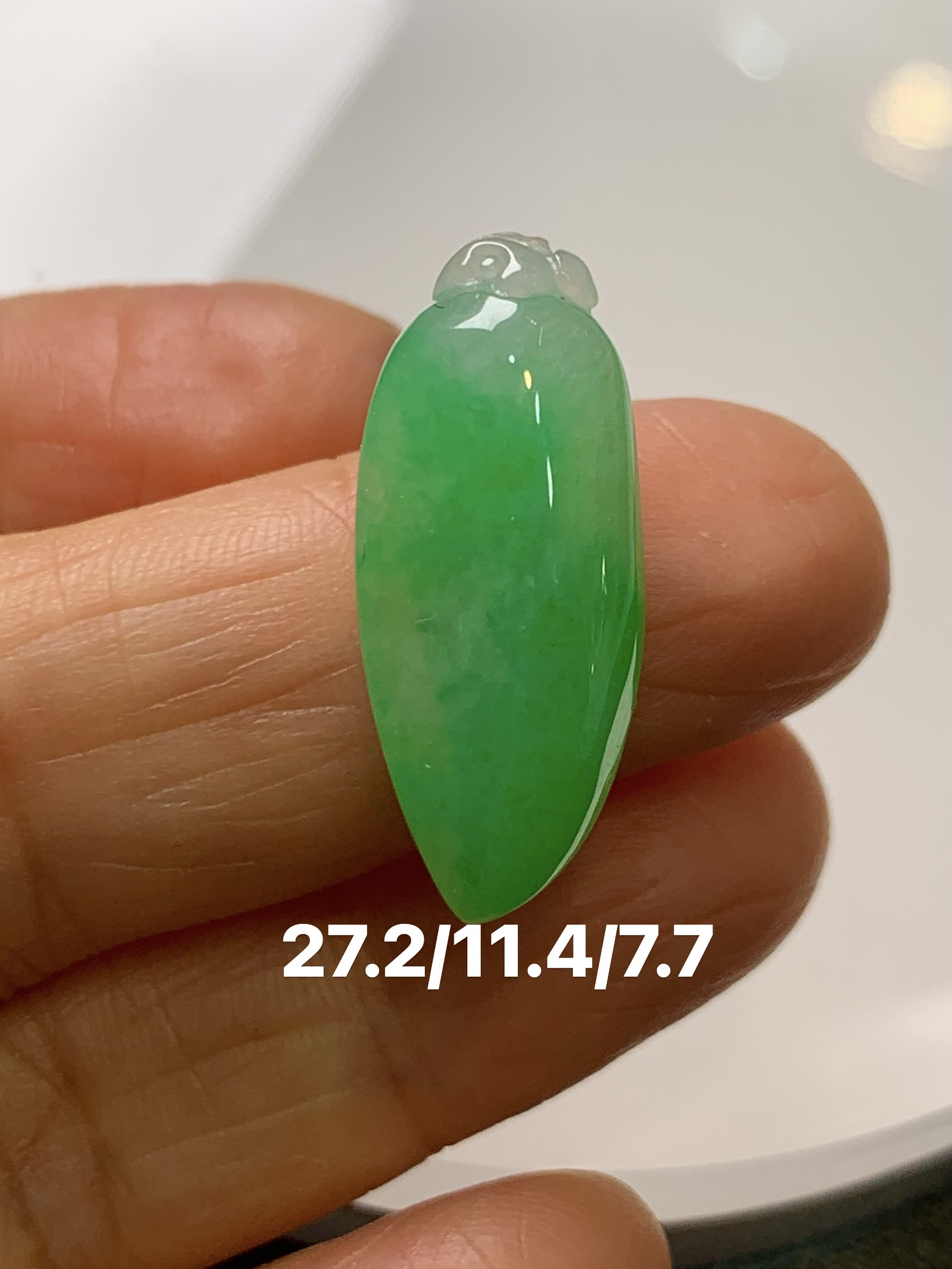 天然翡翠A货冰种绿瓜裸石可设计镶嵌