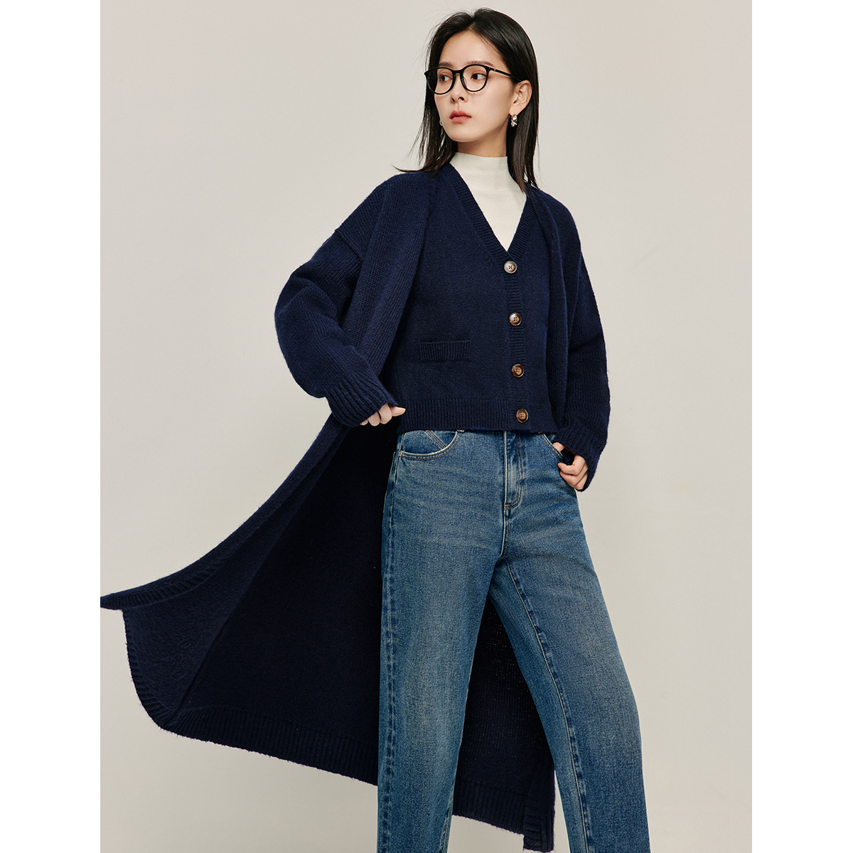 【商场同款】茵曼冬季女时尚套装两件套女装马甲气质显瘦休闲打底