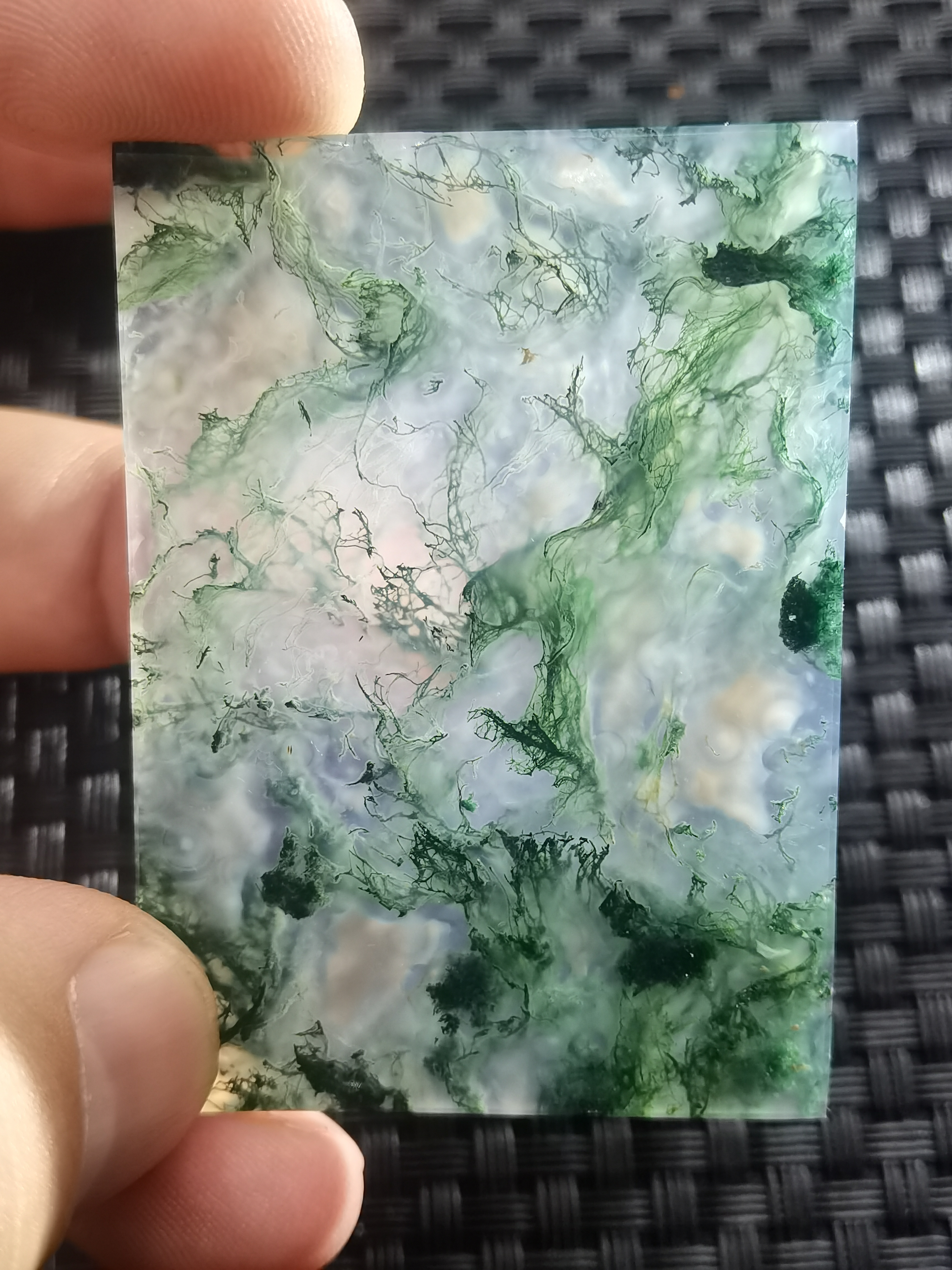 水草玛瑙平安无事牌浅绿