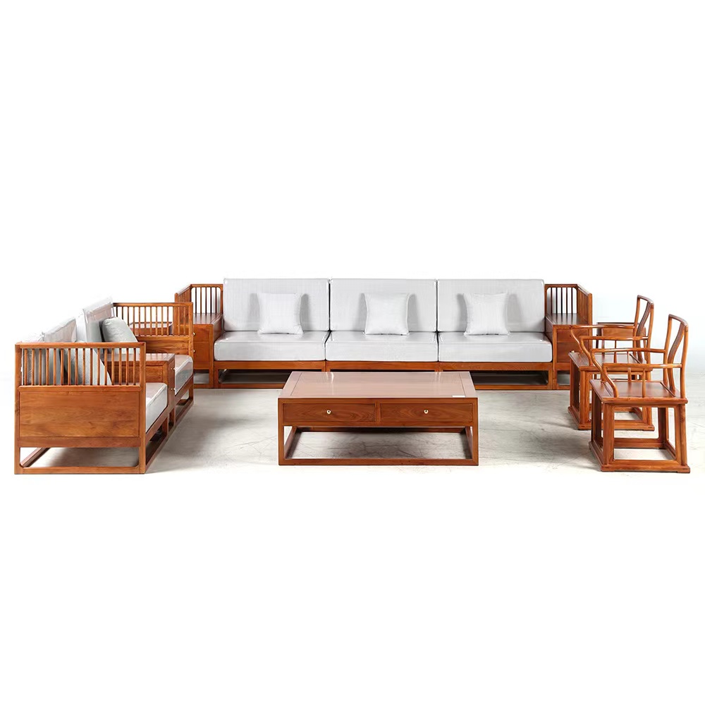 【木上】缅甸花梨-客厅木兰沙发新中式大户型实木组合茶几边几