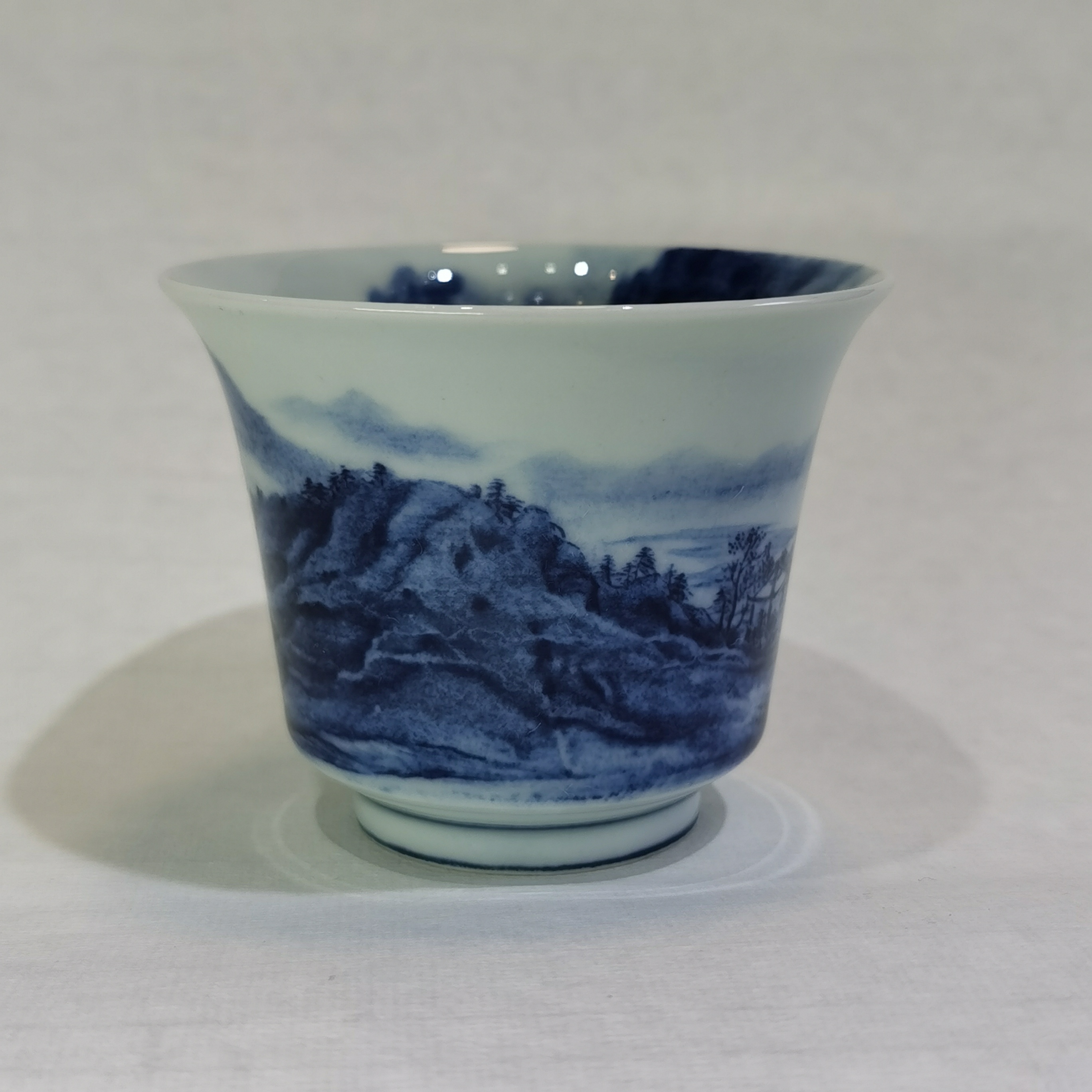 景德镇高温泼墨青花手工可乐杯山水主人杯茶杯手绘品茗杯茶具陶瓷