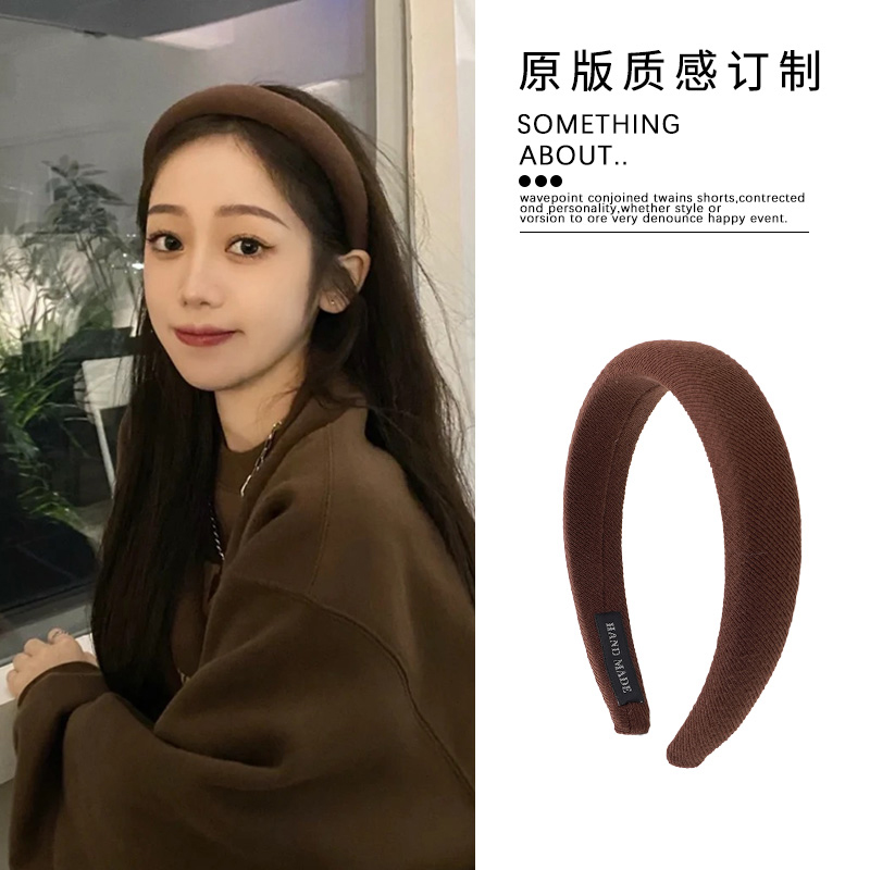 赵露思同款海绵发箍女款发捆高颅顶百搭外出宽边发卡复古压发头箍