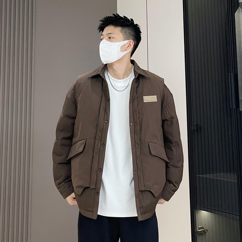 秋冬季新款可拆卸二合一两件套90白鸭绒羽绒服高定拼接结构设计款