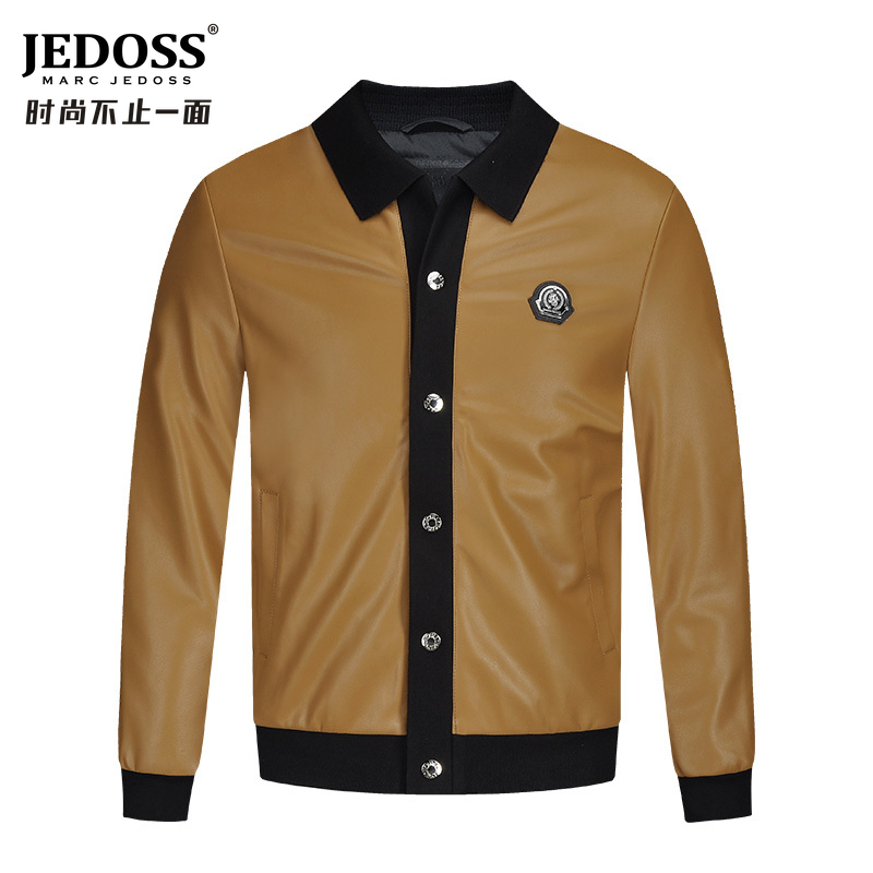JEDOSS/爵迪斯男装2022秋冬新款立体压印扣子夹克外套长袖男士