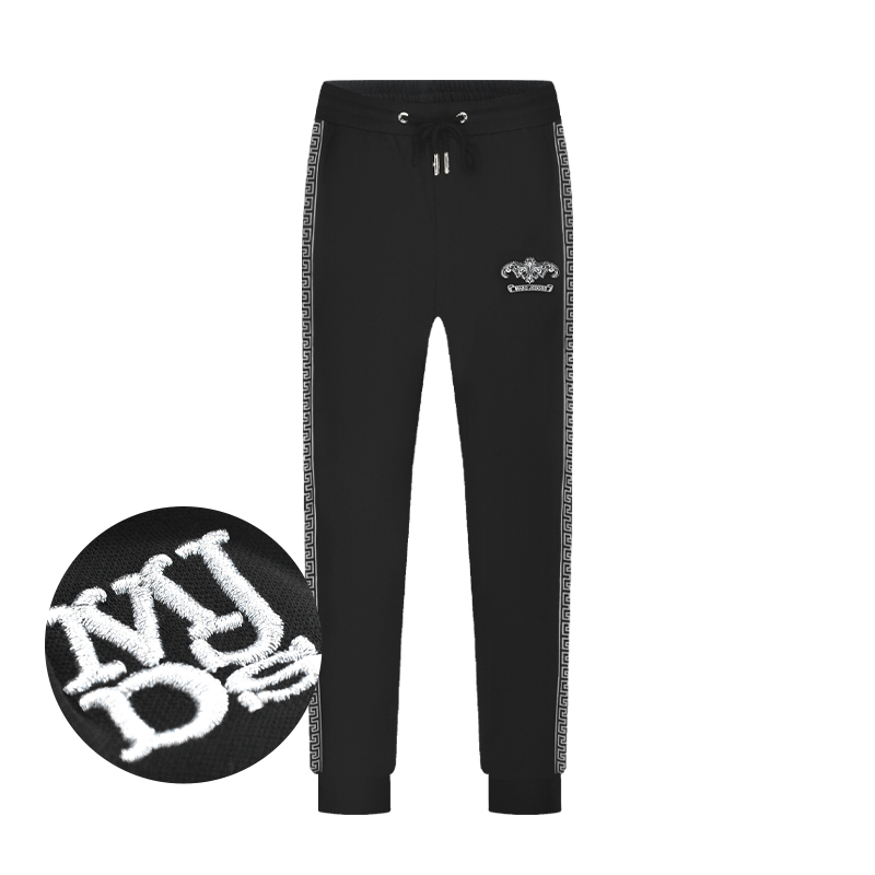 JEDOSS/爵迪斯裤子男款夏季新款刺绣纹边九分黑色休闲裤JF305