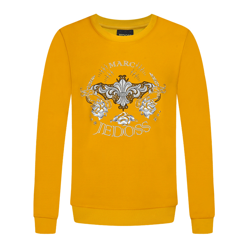 JEDOSS/爵迪斯男装秋冬时尚轻奢经典刺绣LOGO套头加绒圆领卫衣