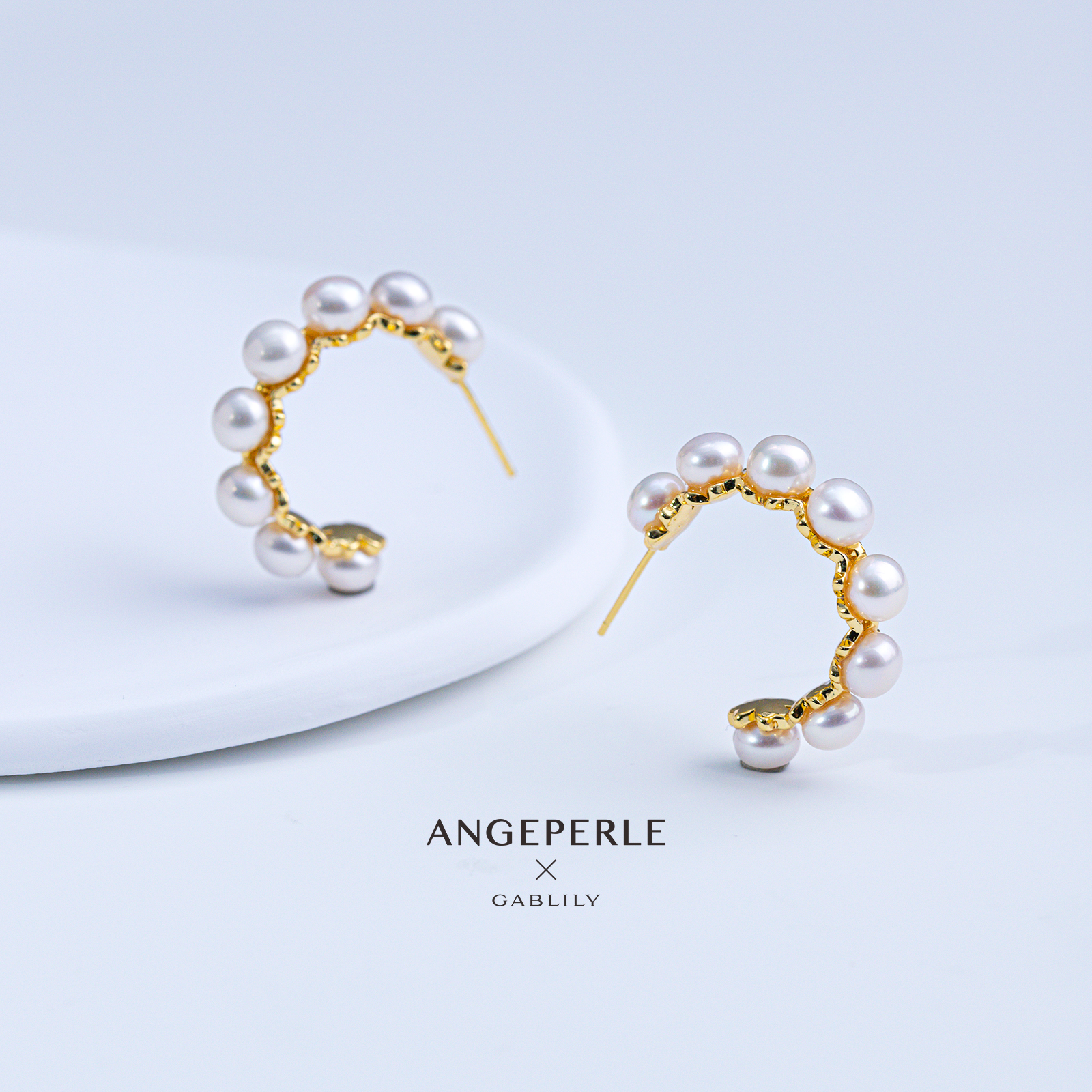 【乐其专属】天使之泪淡水珍珠’月半弯’S925银针耳饰 6-6.5mm 百搭