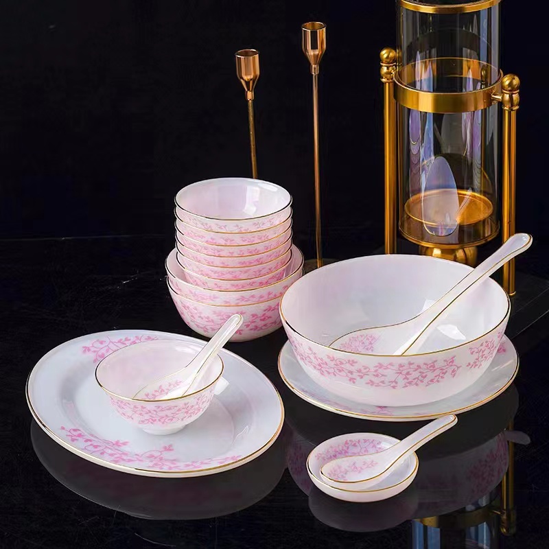 越绣堂玉瓷餐具套装家用 精致欧式杯碟轻奢陶瓷陶瓷金边描金高档