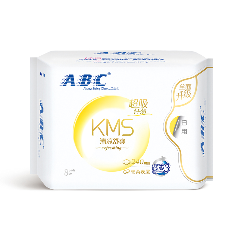 ABC纤薄棉柔表层日用卫生巾 240mm*8片/包