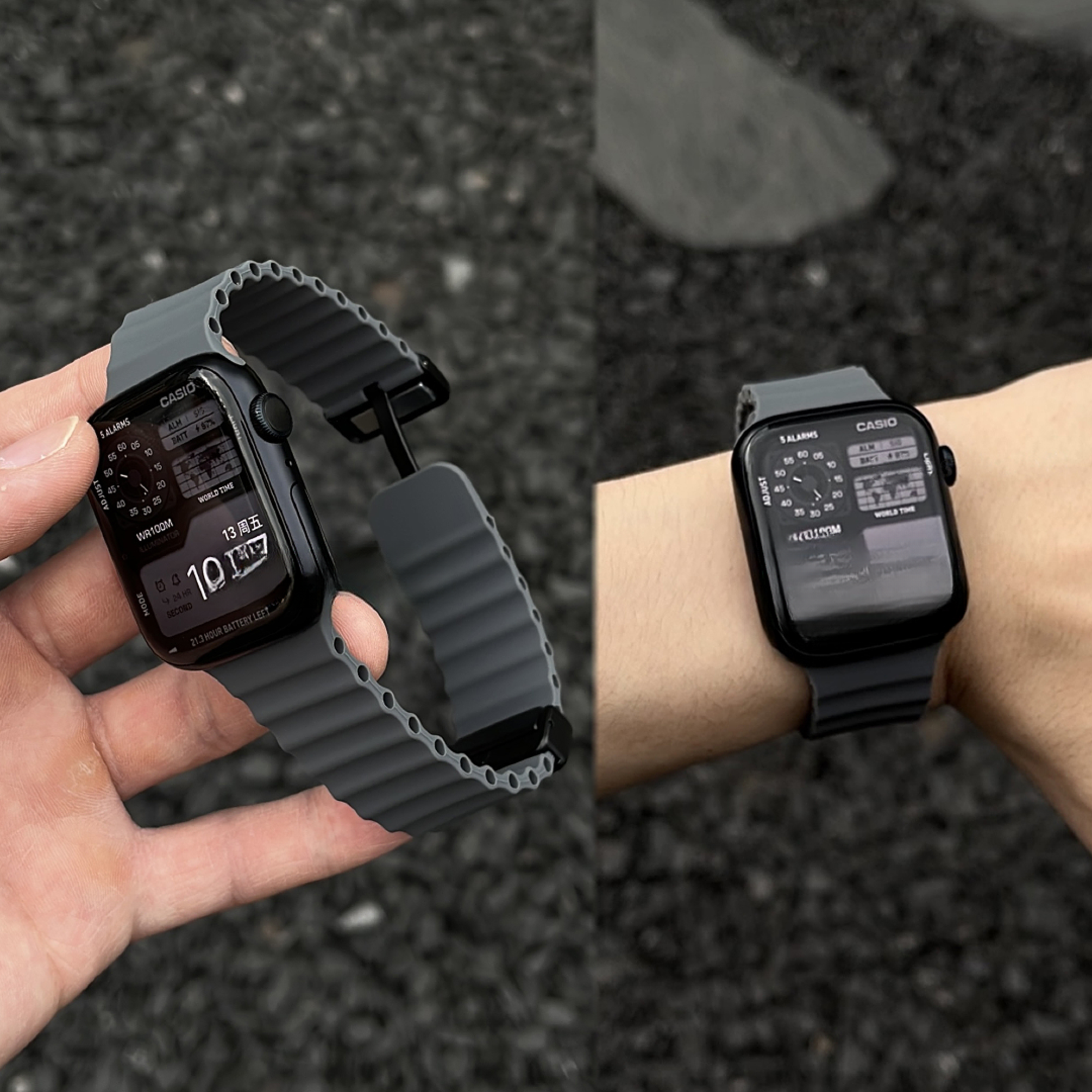 新款海洋硅胶磁吸适用苹果Appleiwatch/S10/9/8SEultra手表表带